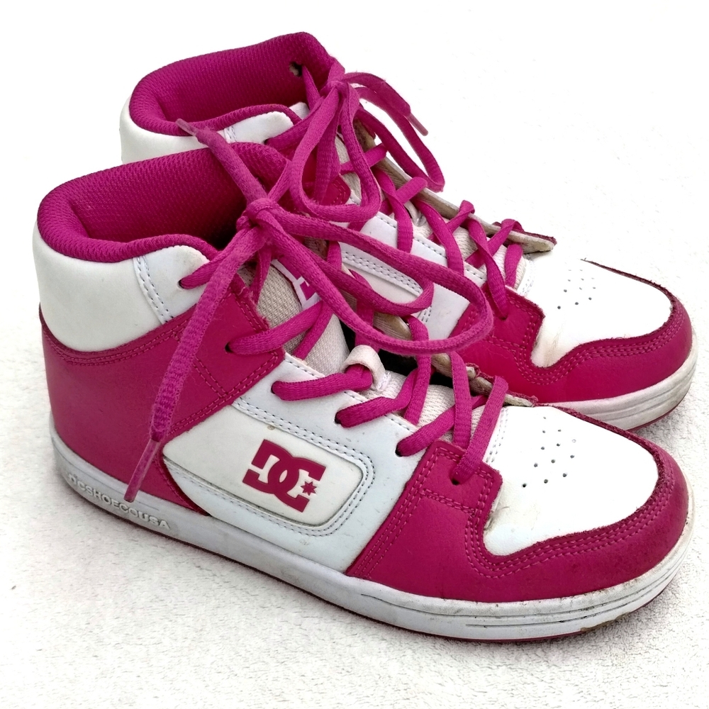 DC Manteca 4 Hi Skate Shoes Youth Size 4 Crazy Pink Girls Unisex Leather Sneaker